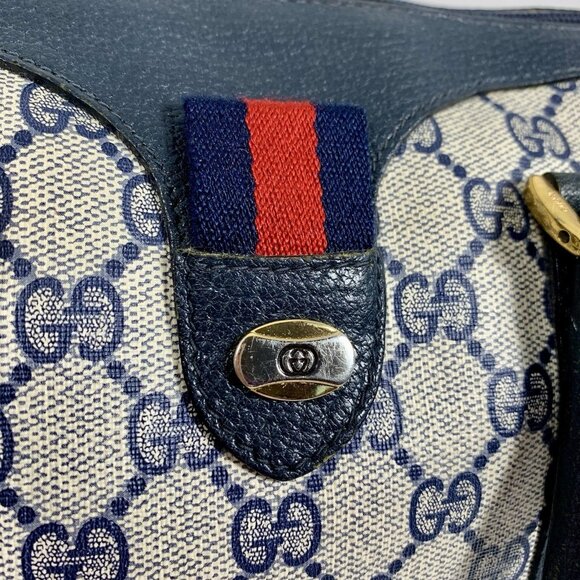 VTG GUCCI Speedy Boston Shoulder Handbag GG Navy Accessory Collection - Picture 2 of 16